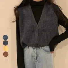 Vネック ニットベスト レディース ノースリーブ 開襟セーター 袖なし