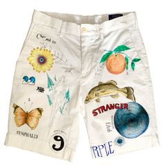 ♦︎paint pants♦︎　ホワイトパンツ　ショートパンツ　イラスト