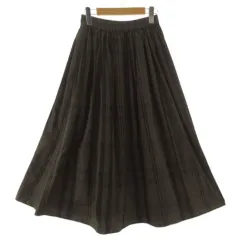 ユナイテッドアローズ UNITED ARROWS チェック タフタ ボリュームギャザー スカート 1524-162-5176 ロング丈 ウエストゴム モカ ブラック 黒 38