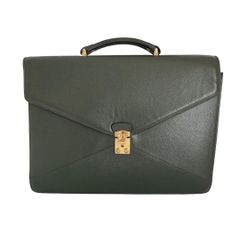 dunhill ダンヒル メンズ ビジネスバッグ 鍵付き 牛革 レザー 緑色