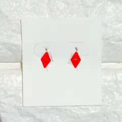 【再販】No.422　レジン　小さい　ダイヤ型　ダイヤカット　レッド　ピアス　イヤリング