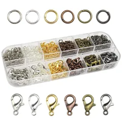 【新着商品】アクセサリーパーツ アクセサリーパーツ ハンドメイド 手芸用品 手作りアクセサリー 基礎パーツ メガネチェーン/ネックレス/ブレスレット/アンクレット 手芸 手作り素材 DIY 留め具 ジュエリー修復 6色 1点セット 丸カン 収納ケース付き カニ