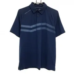 【美品】アンダーアーマー 半袖ポロシャツ ダークネイビー×ブルー ストライプ織り生地 HEATGEAR メンズ MD ゴルフウェア UNDER ARMOUR