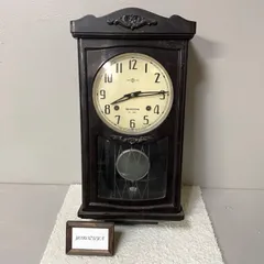 アンティークゼンマイ式 西洋木製振り子置時計 高さ64cm ちょと