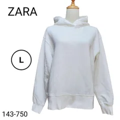 ZARA ザラ フード付きパーカー 裏起毛 シンプル メンズ 白 Lサイズ