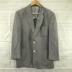 80s-90sビンテージ-日本製★Burberrys/バーバリー★初夏テーラードジャケット【M/グレー×白】ストライプ柄/テンセル/背抜き/Made in Japan◆BA356W
