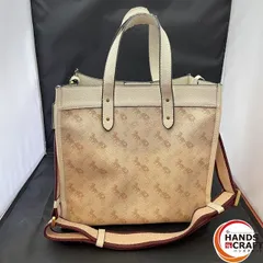 ◎【中古】 コーチ 2WAY ショルダーバッグ 89143 馬車柄 ホワイト ベージュ COACH レディース
