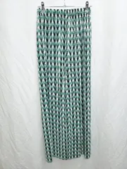 ◇ ⊂ me+em select　ミームセレクト 千鳥格子　プリーツ ワイド パンツ サイズF グリーン　ブラック レディース P  【1410160017289】