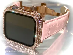 ローズピンク　BOX付きアップルウォッチバンド 高級レザー 本革ベルト Apple Watch クロコダイル キラキラ　カバー　ケース メンズ レディース series１０　42㎜　46㎜　49㎜も入荷