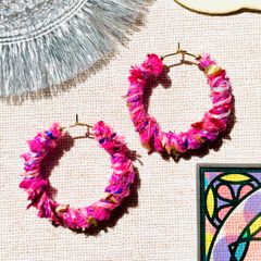 毛糸MIX フープピアス ハンドメイド