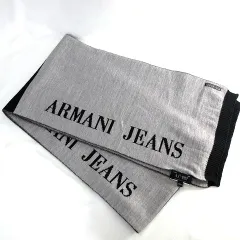 アルマーニ ジーンズ ARMANI JEANS バイカラー ロゴ ニット マフラー ☆AA★のサムネイル