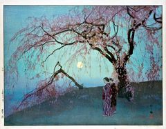 丸田隆則、【桜幻想「袖之山のシダレ桜」】、希少な額装用画集より、美