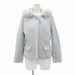ミッシュマッシュ MISCH MASCH コート ジャケット ミドル丈 フォックスファー メルトン ウール アンゴラ混 2 ライトブルー /JSのサムネイル