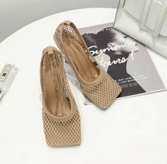 パンプス 24 新品 べージュ 結婚式 大きいサイズ メッシュ 韓国 夏新作