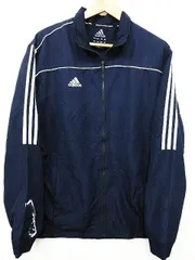 【送料無料】USA 古着 アディダス adidas ナイロンジャケット ジャンパー ウォームアップ 三本線 裏メッシュ ネイビー メンズ Lサイズ■L24229AWS21（4）5/30