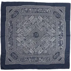 エルメス HERMES スカーフ カレ90 QALAMDAN カラムダン シルク100％ ネイビー×グリーン系×ゴールド×ピンク×マルチカラー  レディース 中古 送料無料