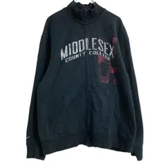 JANSPORT プリントスウェット トレーナー L ネイビー ジャンスポーツ ジップアップ 古着卸 アメリカ仕入 a701-6017