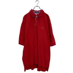 TOMMY HILFIGER 半袖 無地ポロシャツ 2XL レッド トミーヒルフィガー ビッグサイズ ロゴ 古着卸 アメリカ仕入 a606-5875