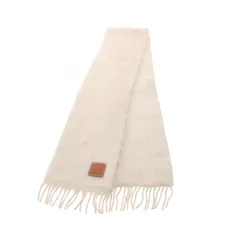 ロエベ LOEWE マフラー アナグラム スカーフ F655254X01 アイボリー ウール ナイロン マフラー レディース Used A