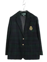 【お得なクーポン配布中!】 90s ローレン ラルフローレン テーラード ジャケット レディース XL / オールド ポロ ウール カシミヤ ブラックウォッチ ブレザー きれいめ