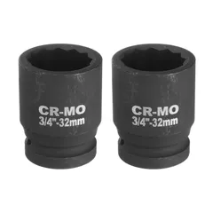 uxcell 2個 3/4インチドライブ 12ポイ ント インパクトソケット 32mm メトリック スピンドル アクスルナット ソケット ドライバーレンチ 自動車修理 簡単取り外し