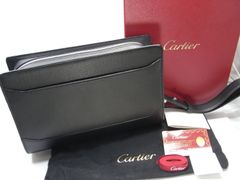 【新品同様美品】Cartier (カルティエ)  カボション   クラッチバッグ  レザー セカンドバッグ  ブラック  シルバー金具 L1000704