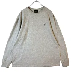 00s90sUSA製ポロバイラルフローレンPolo by ralph lauren長袖TシャツロンTポニーロゴ刺繍ワンポイント杢グレー灰色y2kレトログランパコアvintageヴィンテージ50514