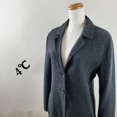 4℃ヨンドシー大人上品ウールブレンドロングチェスターコート灰チャコールグレーM