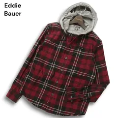 Eddie Bauer エディーバウアー 通年 フーディー 長袖 チェック★ ネル シャツ パーカー Sz.XS　メンズ 赤 アウトドア