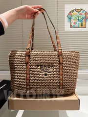【今日WTO】Prada Raffia Shopping Bag 35cm / プラダ ラフィア ショッピングバッグ 35cm / 送料無料！在庫限定価格-WTO輸入2-LO71