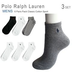 新品 未使用 ラルフ ラルフローレン 靴下 メンズ くるぶし ソックス スニーカーソックス アンクルソックス ショートソックス 3足セットポロ Polo Ralph Lauren 824032PK