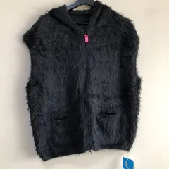 コ　未使用　タグ付き　キッキ（KiKKi） フード付きファーベスト　ブラック　黒　M・LL・3L