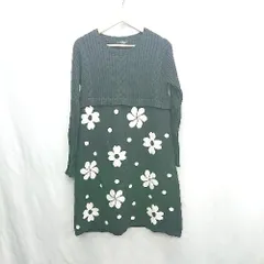 ◇ ⊇ RANAN ラナン 花柄 長袖 膝丈 ワンピース サイズM ブラック系 レディース E  【1501160039545】