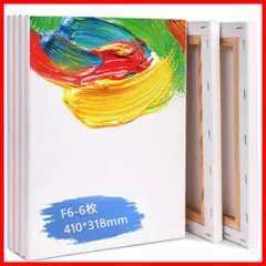 【激安！】油絵 6枚/セット キャンバスボード綿化繊混紡 画材キャンバス 絵画 画布 絵画ボード 水彩 F6 アクリル 木製フレーム パネルボード ホワイト おもちゃ 張りキャンバス 工芸用品 部屋飾り 室内インテリア 410x318mmのサムネイル