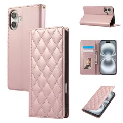 【人気商品】手帳型 手帳型 16 16 16 iPhone 携帯ケース iPhone iPhone スタンド機能 カバー スマホケース シェイプ グリッド - ダイヤモンド マグネット式 携帯カバー iPhone16 ケース ケース ケース ピンク いphon