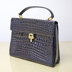 ☆WAKO【銀座和光】希少カラー リザード フォーマルバッグ パープル 美 