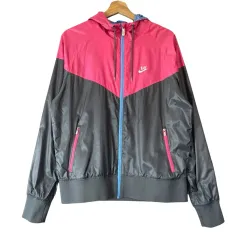 Nike(ナイキ） ピンクグレー バイカラー フード ウインドブレーカー ジャケット