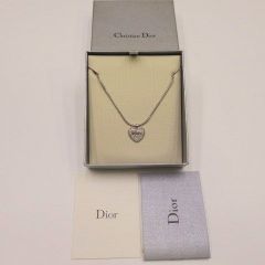 Christian Dior クリスチャン・ディオール ネックレス ハート ラインストーン シルバー レディース CD