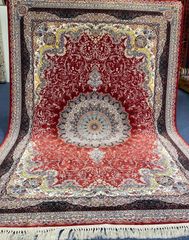 高級段通 ペルシャ絨毯 シルク 250×310センチ 大判 インテリアラグ 