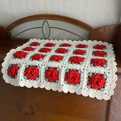 もこもこ モチーフ編み マルチカバー （サイズ約166×90㎝）