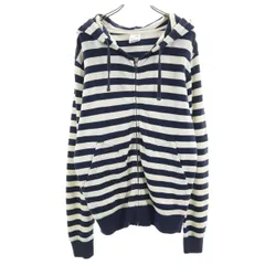 goslow caravan ゴースローキャラバン ボーダー柄 長袖 ジップパーカー 3 ネイビー メンズ 古着