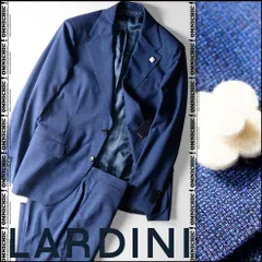 LARDINIラルディーニネイビーソリッドストレッチウールセットアップスーツ50 高級感抜群! □ 新品【LARDINI】ラルディーニ 総裏 ネイビー ブルー