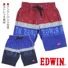 EDWIN エドウィン 110-130cm デニム風 サーフパンツ スイムパンツ 水着 海パン 子供 キッズ 男児 インナーパンツ付き 入園 入学 通園 通学 水泳 【送料無料】