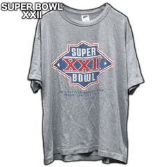 80s USA製 TRENCH MFG 第22回スーパーボウル 半袖Tシャツ Lサイズ 1988年 NFL アメフト SUPER BOWL XXII 杢グレー 霜降り ビンテージ