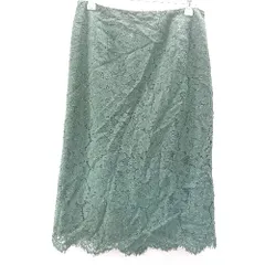 ◇ NATURAL BEAUTY BASIC 花柄レ－ス バックジップ ひざ丈 タイト スカート サイズL グリーン レディース E  【1402280005918】