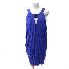 ビーシービージーマックスアズリア BCBGMAXAZRIA ワンピース ひざ丈 ノースリーブ S 紺 ネイビー /YIのサムネイル