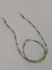 HAT4-028　ビーズ＊グラスコード(約66.5cm)　２WAY　メガネチェーン　マスクストラップ　グリーン系　ゴールド　星