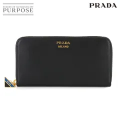 未使用 展示品 プラダ PRADA サフィアーノ トライアングル ラウンドファスナー 長財布 レザー ネロ ブラック 1ML506 90278213