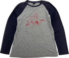 SILAS ☆ 狼 プリント◎ 長袖 ラグラン Tシャツ ロンT ネイビー グレー M サーフ スケーター ストリート アメカジ 古着 サイラス■S2297のサムネイル