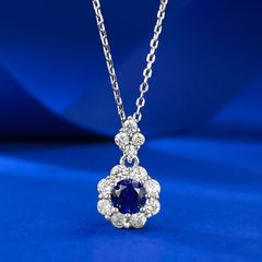 天然 サファイア ネックレス 3粒 ペンダント 上品 豪華 誕生石 つけっ 